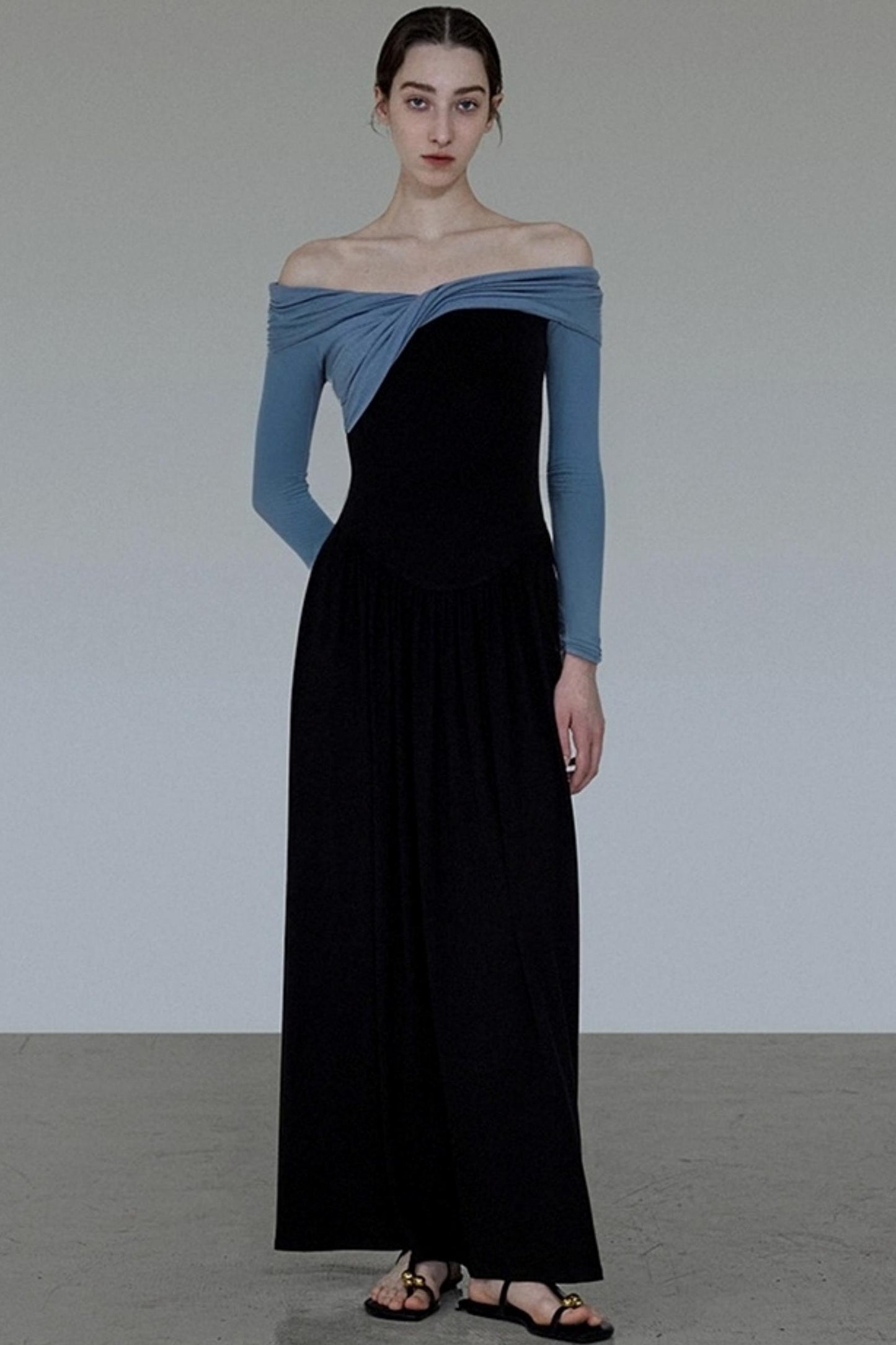 French Autumn One-Shoulder Knitted Dress