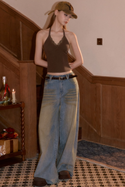 Vintage Fur Collar Knit Cardigan Set