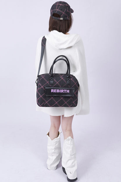 Plaid Denim Laptop Bag