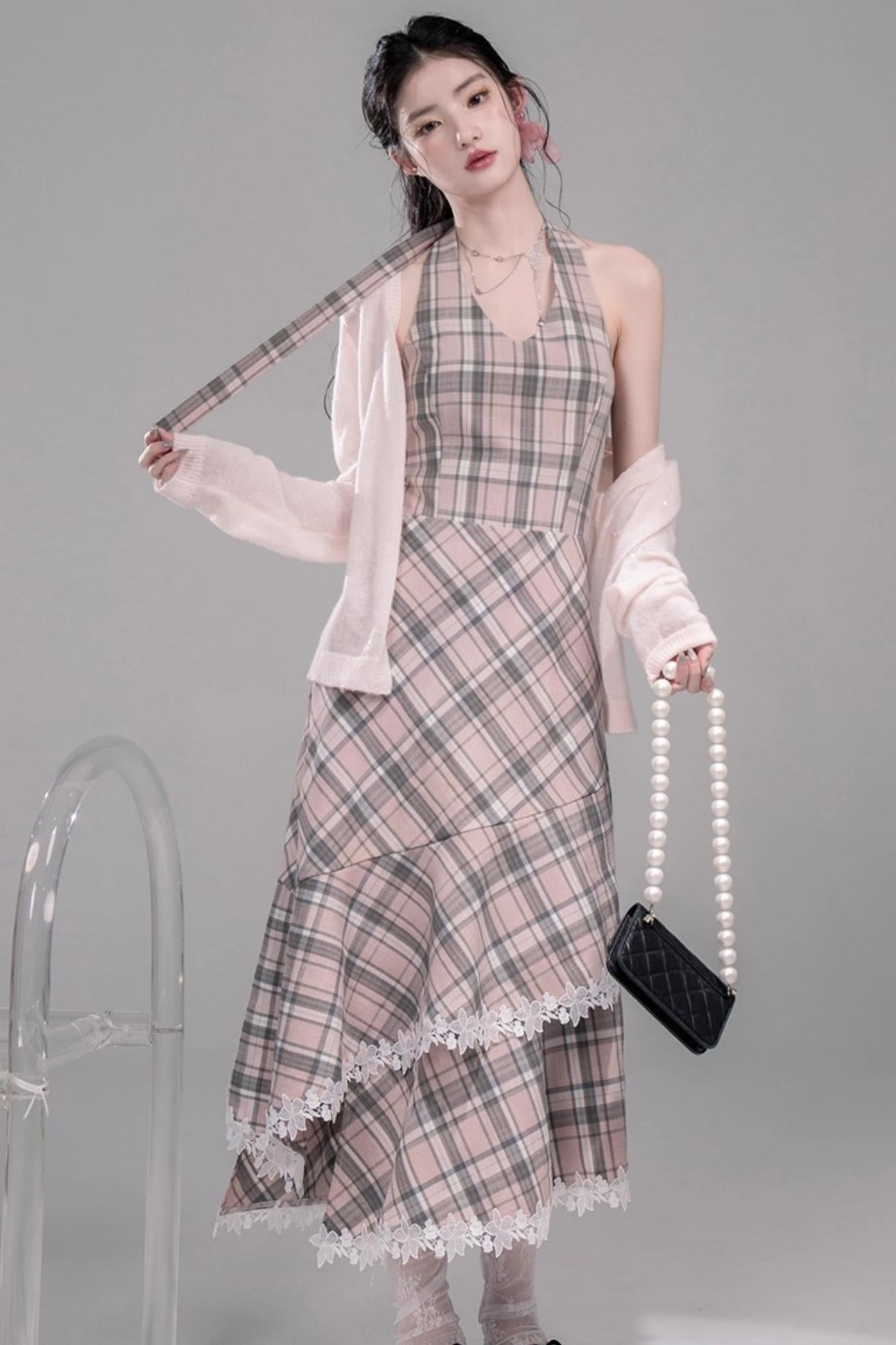 Gentle Cherry Pink Bias Skirt Dress