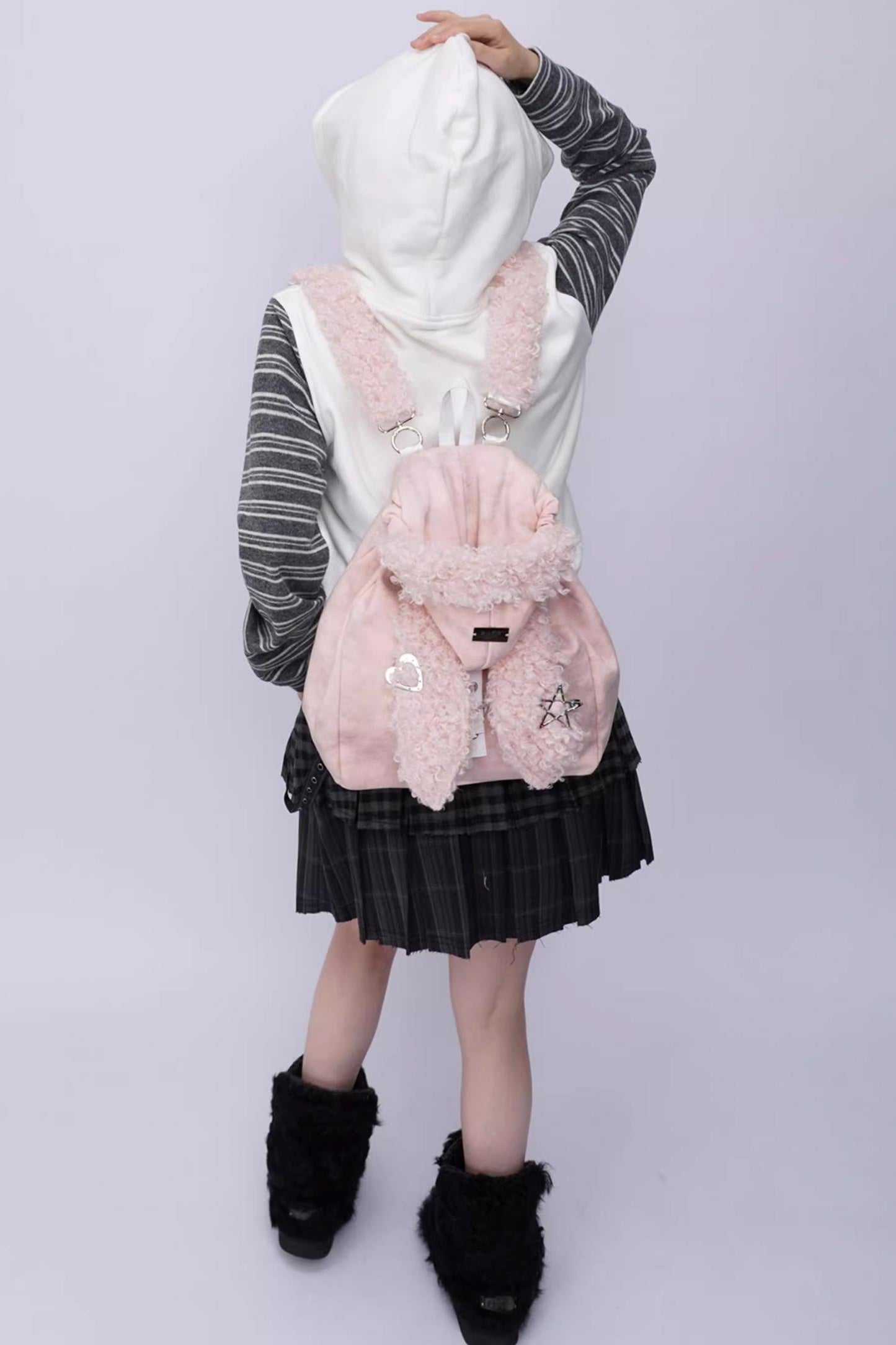 Cute Furry Rabbit Ear Backpack