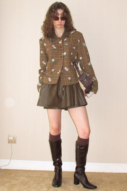 Vintage Distressed Leather Skirt