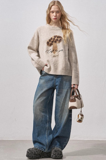 Retro Fleece-Lined Denim Pants