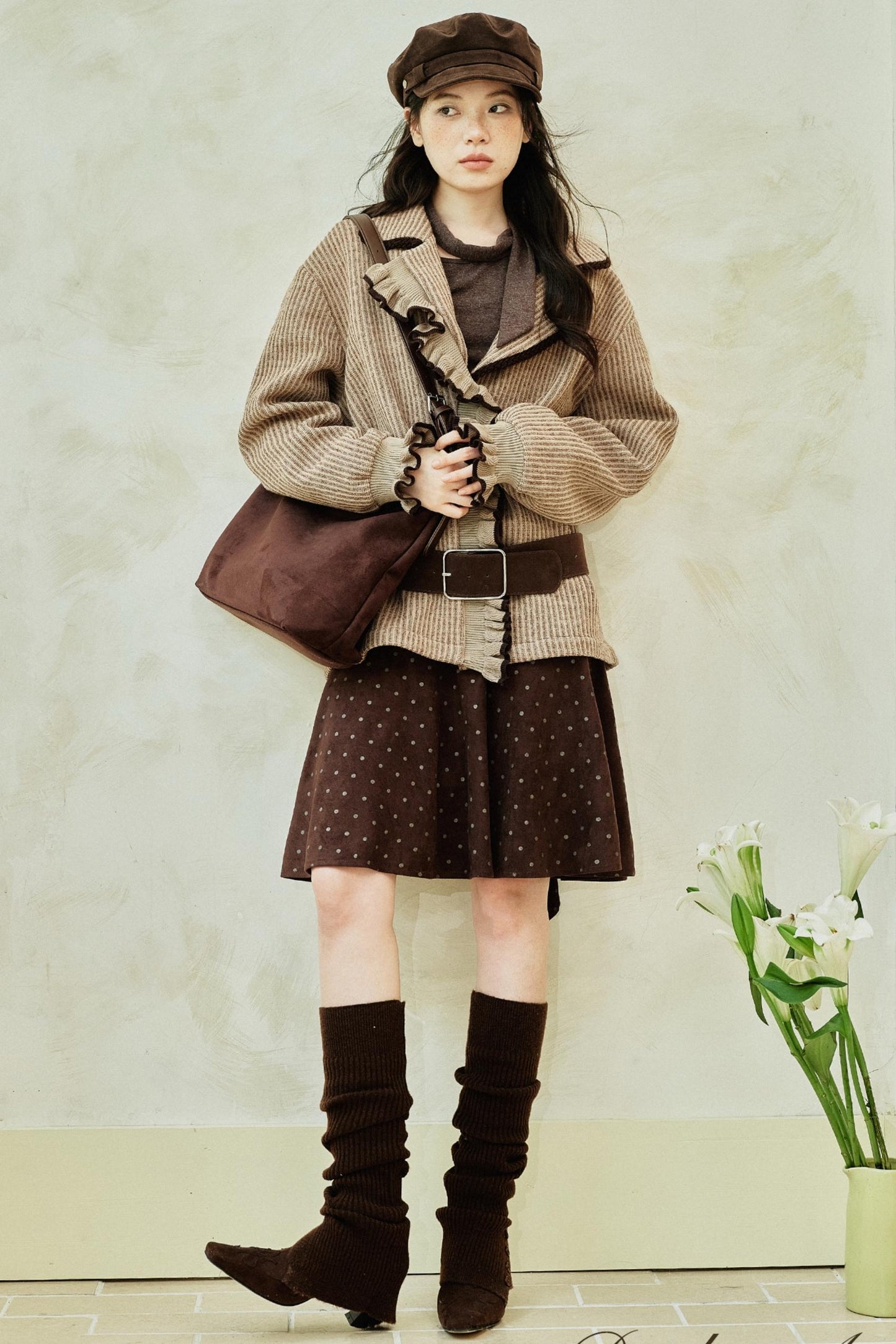 Original Striped Fleece Knitted Jacket