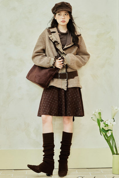 Original Striped Fleece Knitted Jacket