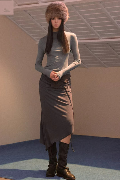 Half-Turtleneck Long Sleeve Top