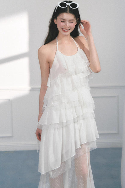 Summer Mesh Slip Dress With Skirt Set-Up