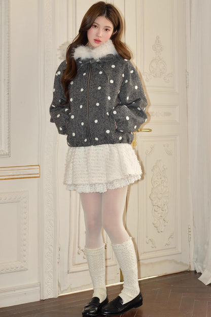Gray Polka Dot Wool Jacket