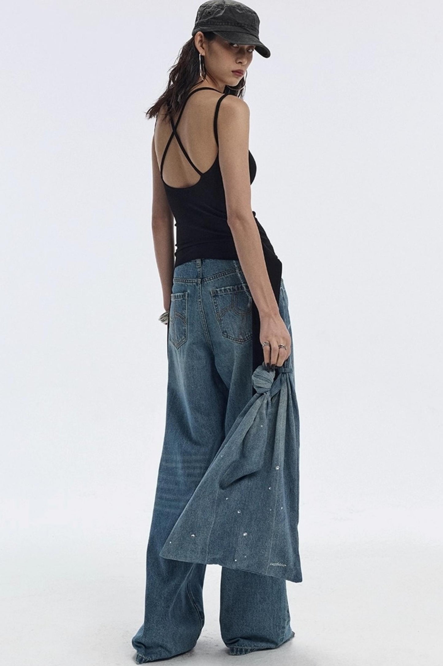 Diamond Starry Denim Shoulder Bag