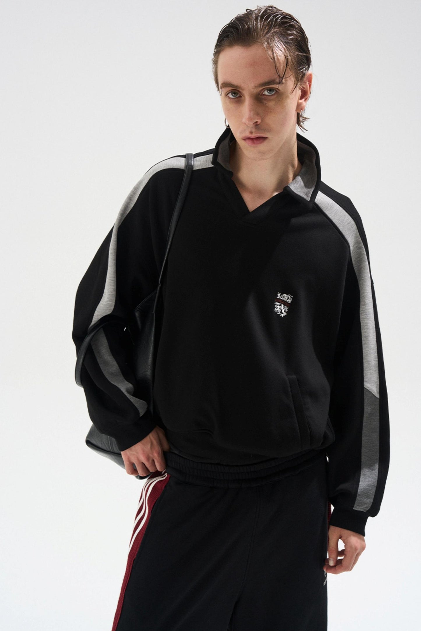 Contrasting Long Sleeve Polo Sweatshirt