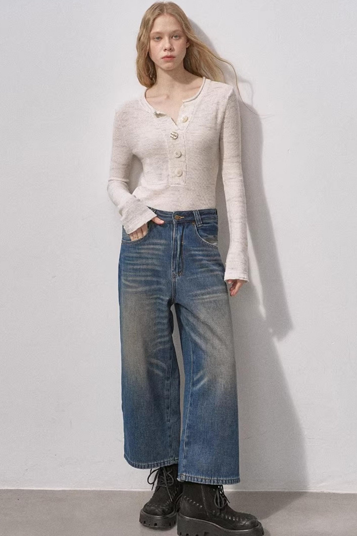 Henry Collar Sequin Knit Sweater