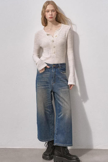 Henry Collar Sequin Knit Sweater