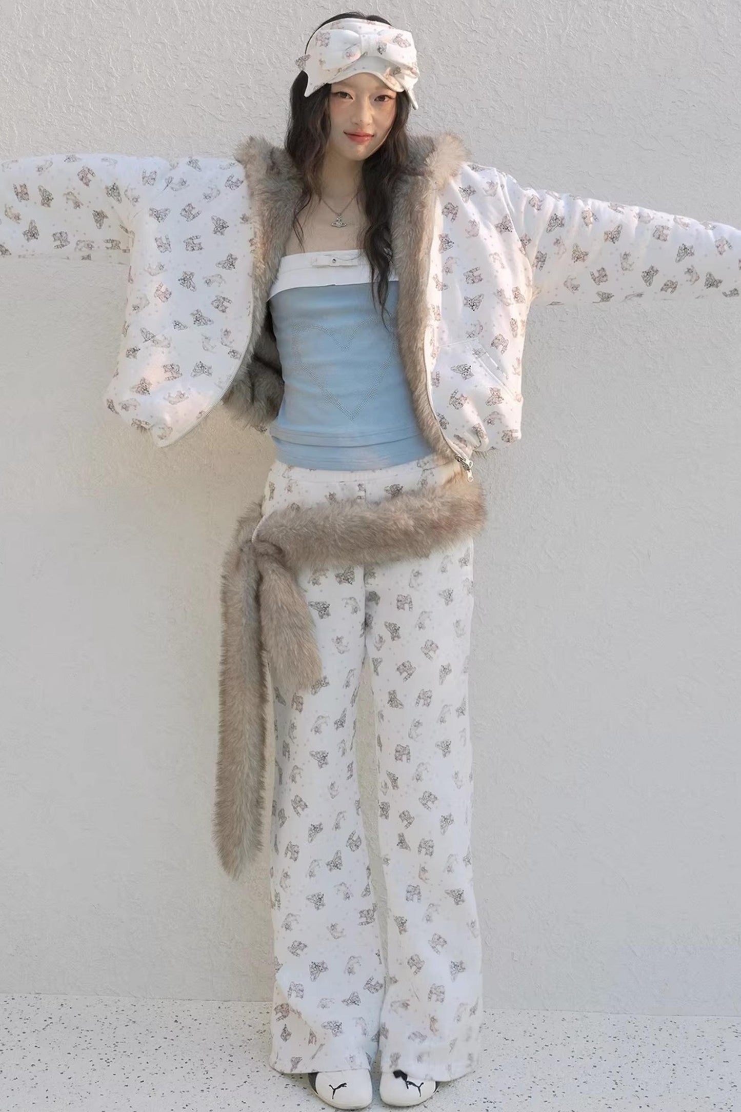 Cat Print Fleece Sweatpants