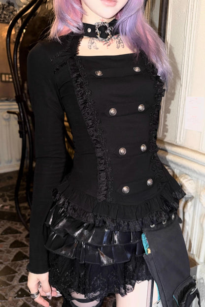 Velvet Double-Breasted Top