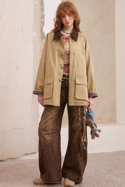 Hooded Brown Jacket Matching Set