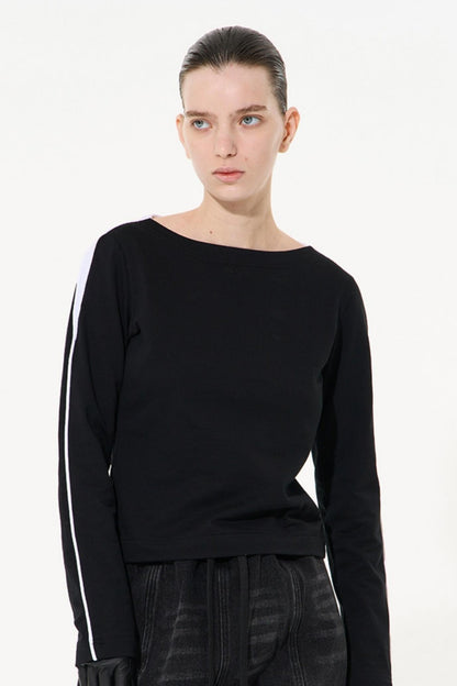 Striped Embroidered Crew Sweatshirt