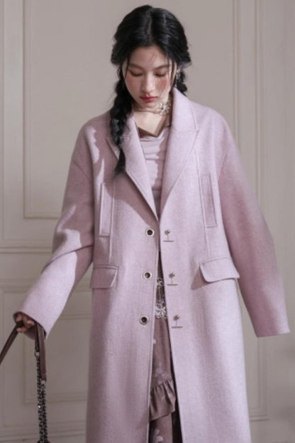 Teaberry Herringbone Tweed Coat