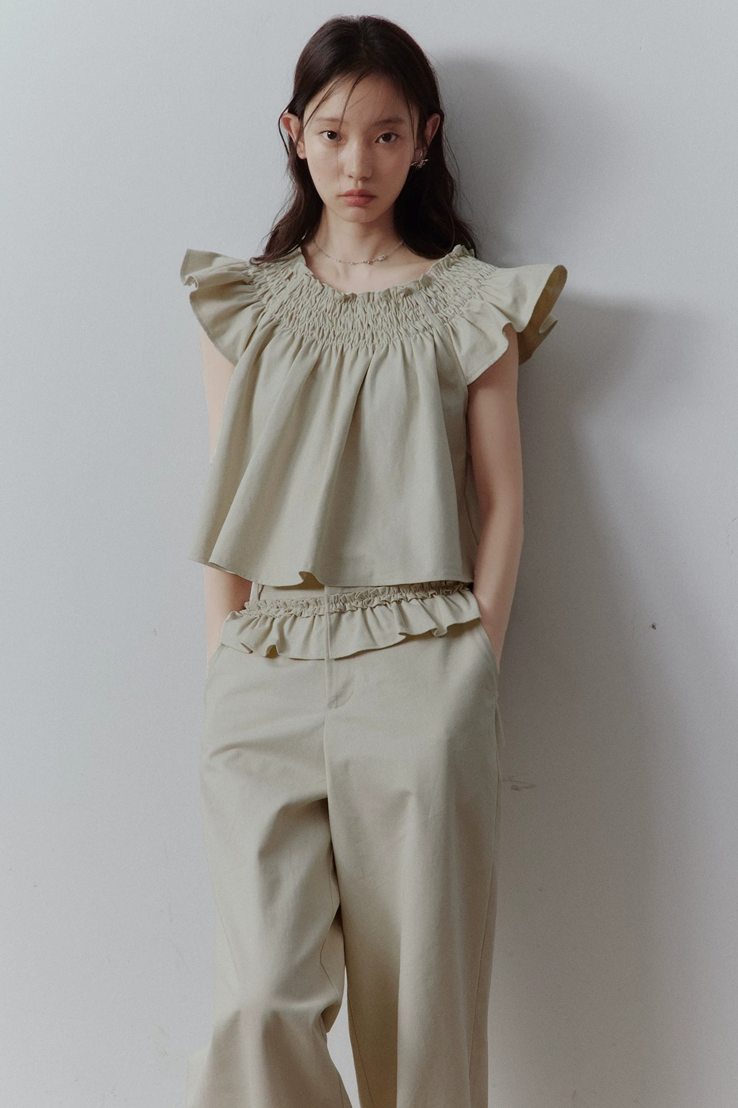 Apricot Gray Babydoll Top