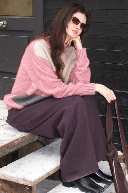 Pink Vintage Cashmere-Like Turtleneck Sweater