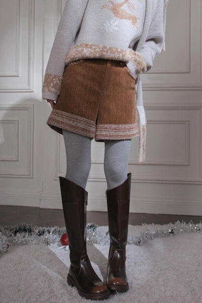 Red Sand Corduroy Wool Shorts