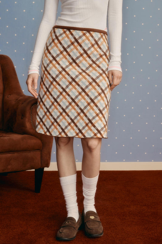 Winter Wool Striped Skirt