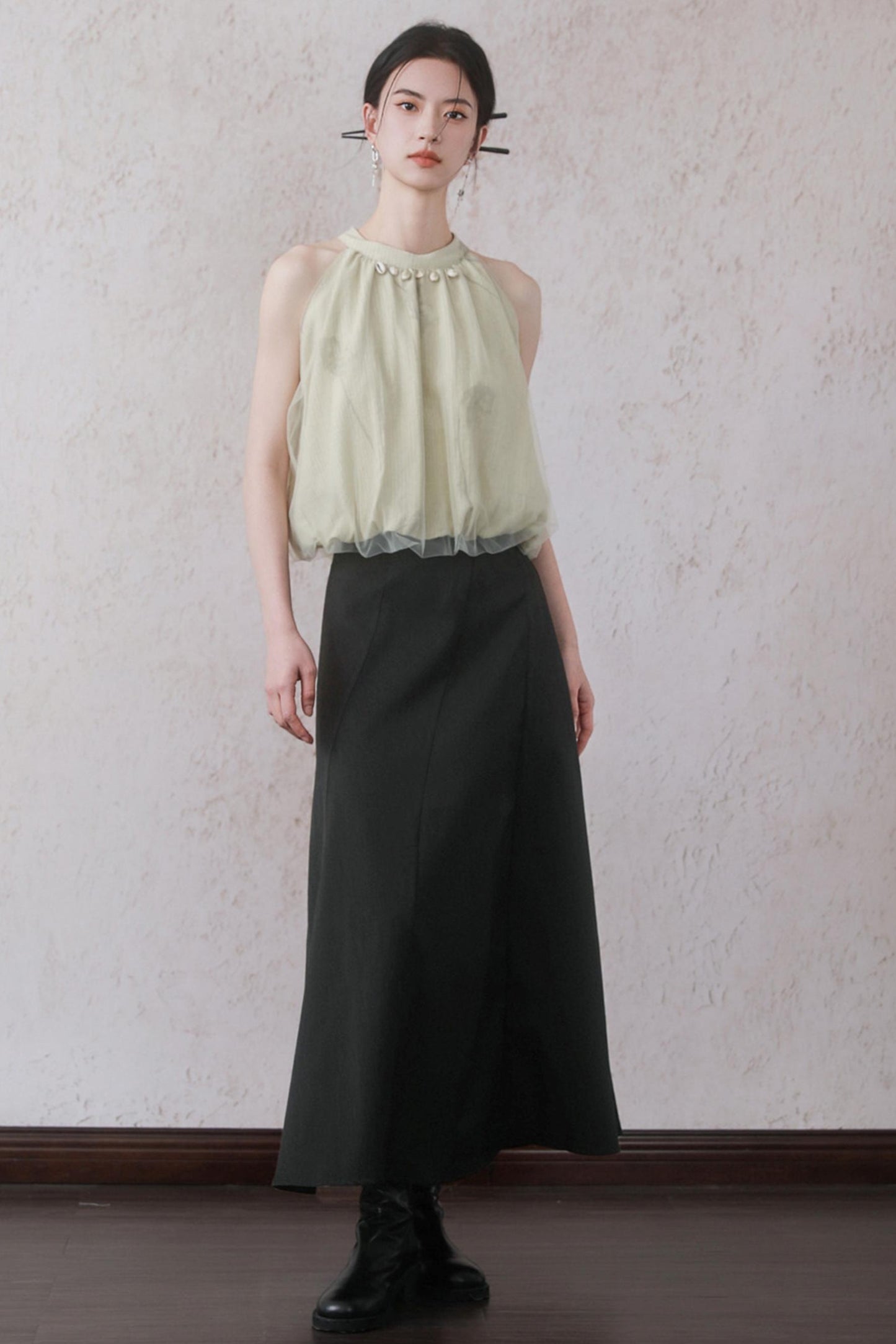 Summer Apricot Mesh Top