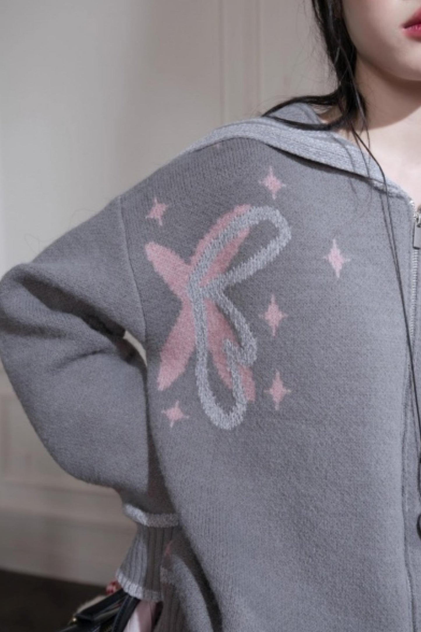 Cloud Gray Printed Sweater Set