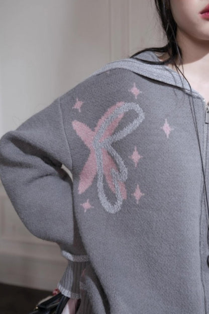 Cloud Gray Printed Sweater Set