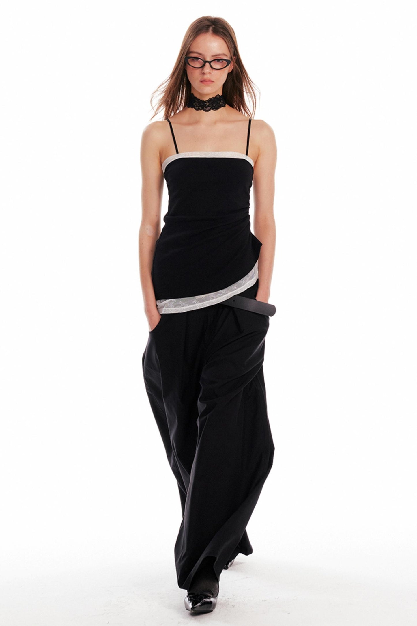 Pleated Lace Camisole