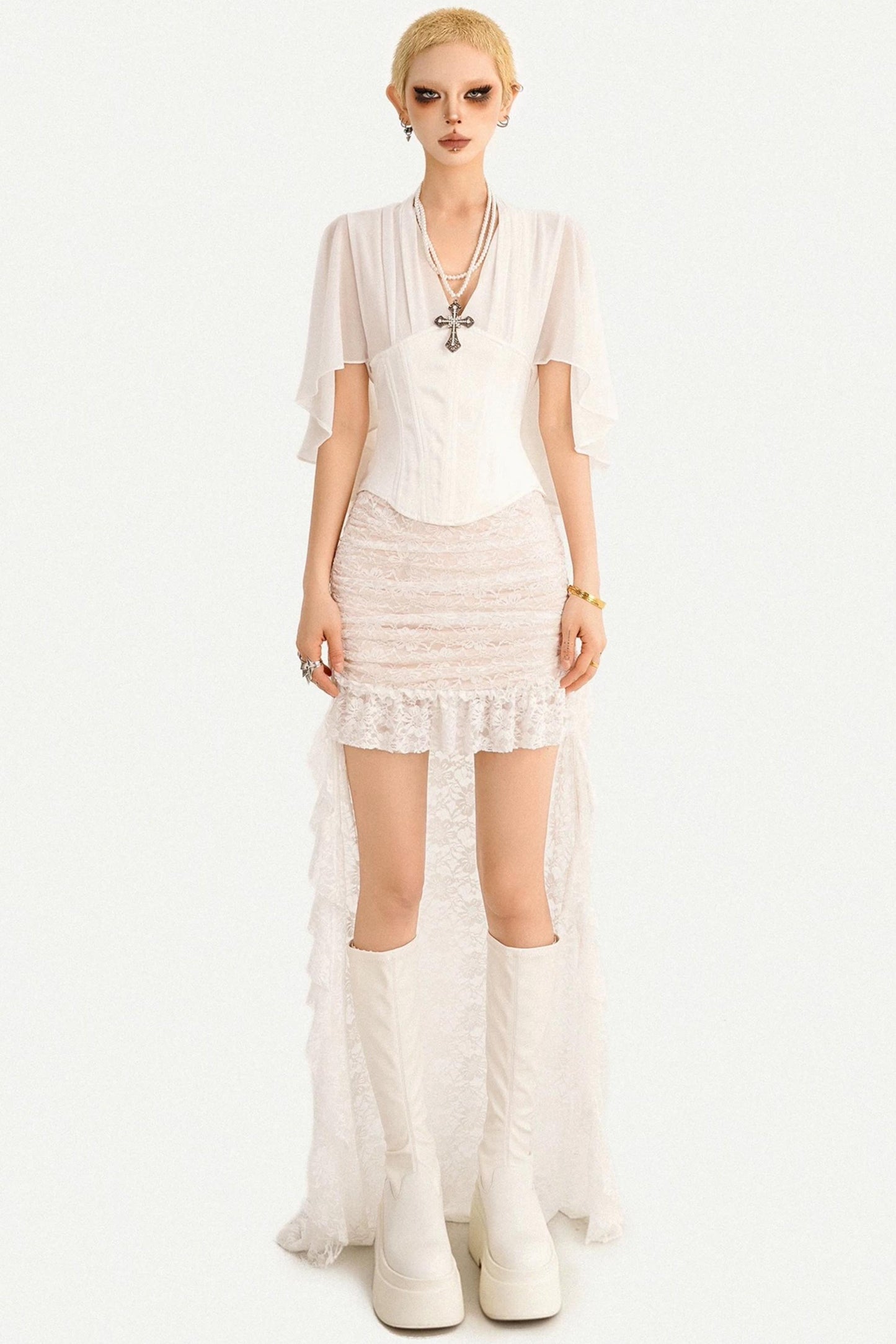 French Ribbon Mesh Blouse