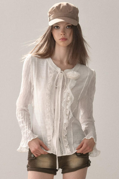 Ruffled Vintage White Shirt