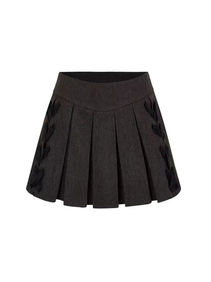 Tie Short Jacket + Pleated Half Skirt