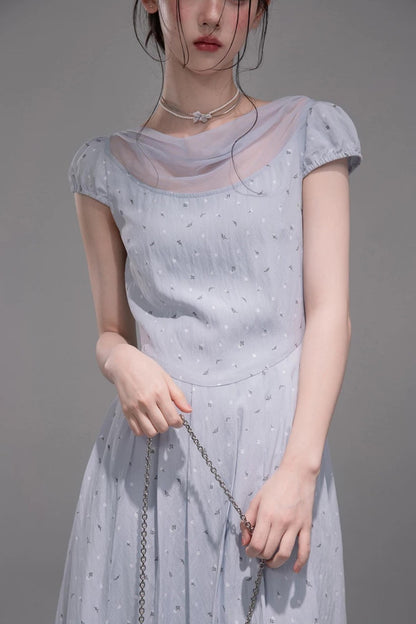 Misty Blue Ruffled Dress