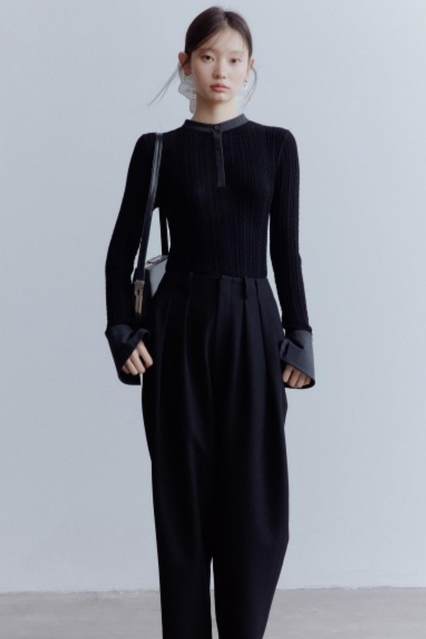 Black Cocoon Shaped Suit Pants