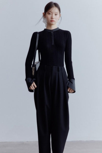 Black Cocoon Shaped Suit Pants