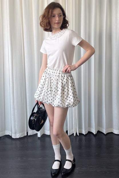 Ruffled Lace Neck T-Shirt