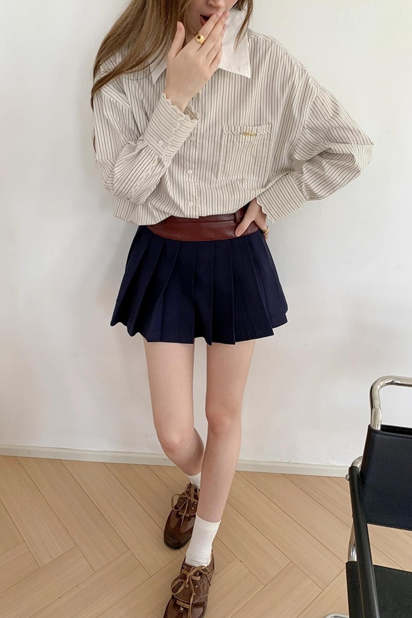 Long Sleeve Loose Striped Shirt