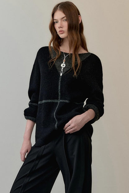 Translucent Knit V-Neck Top