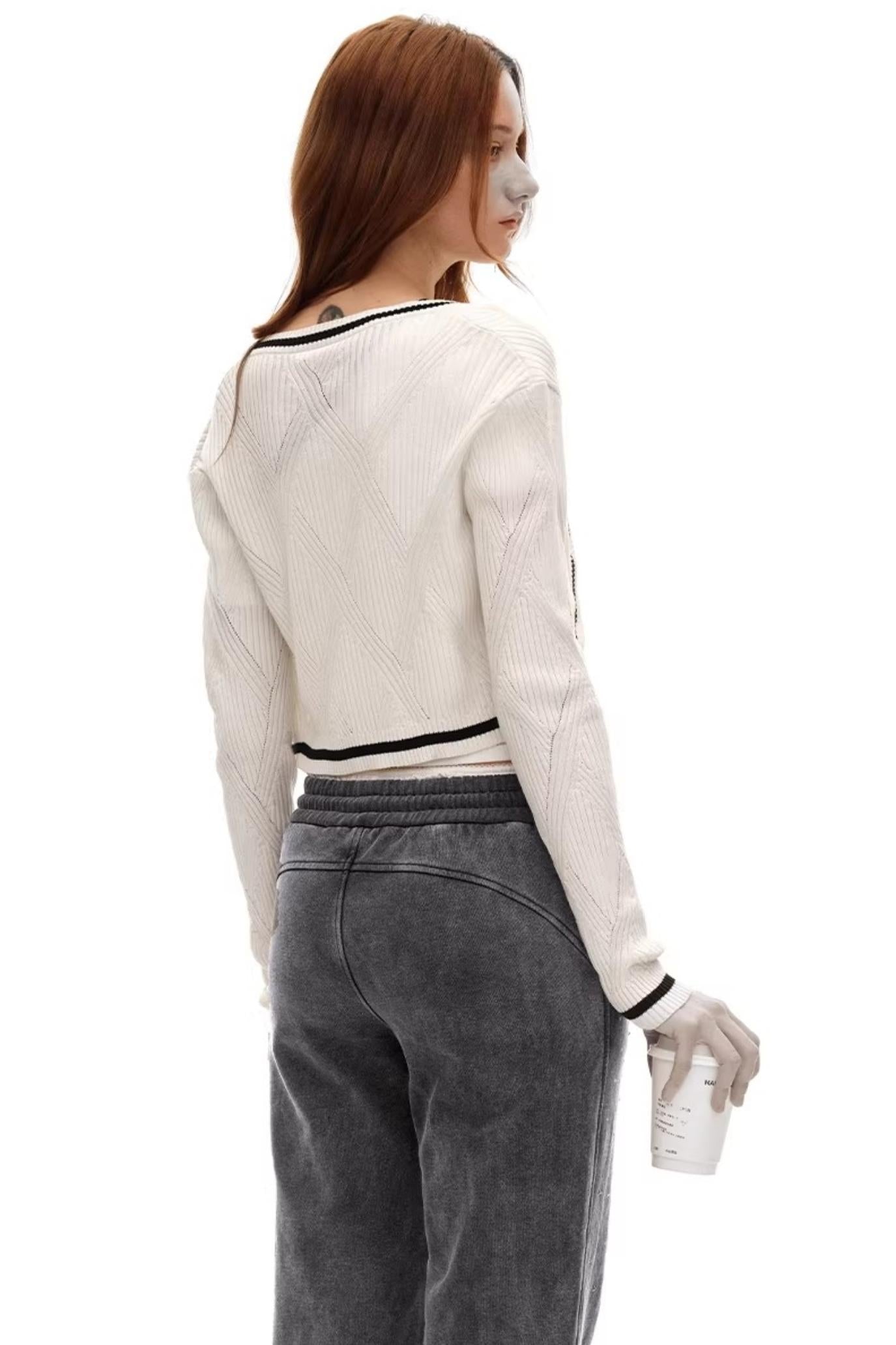 Versailles Wool Argyle Cardigan Top