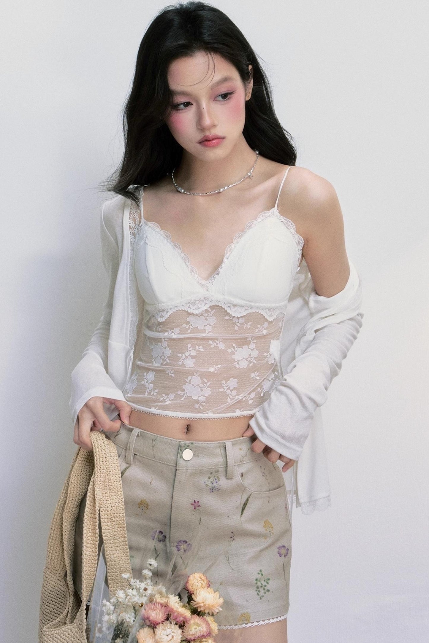 Lace Tencel Cardigan Set-Up