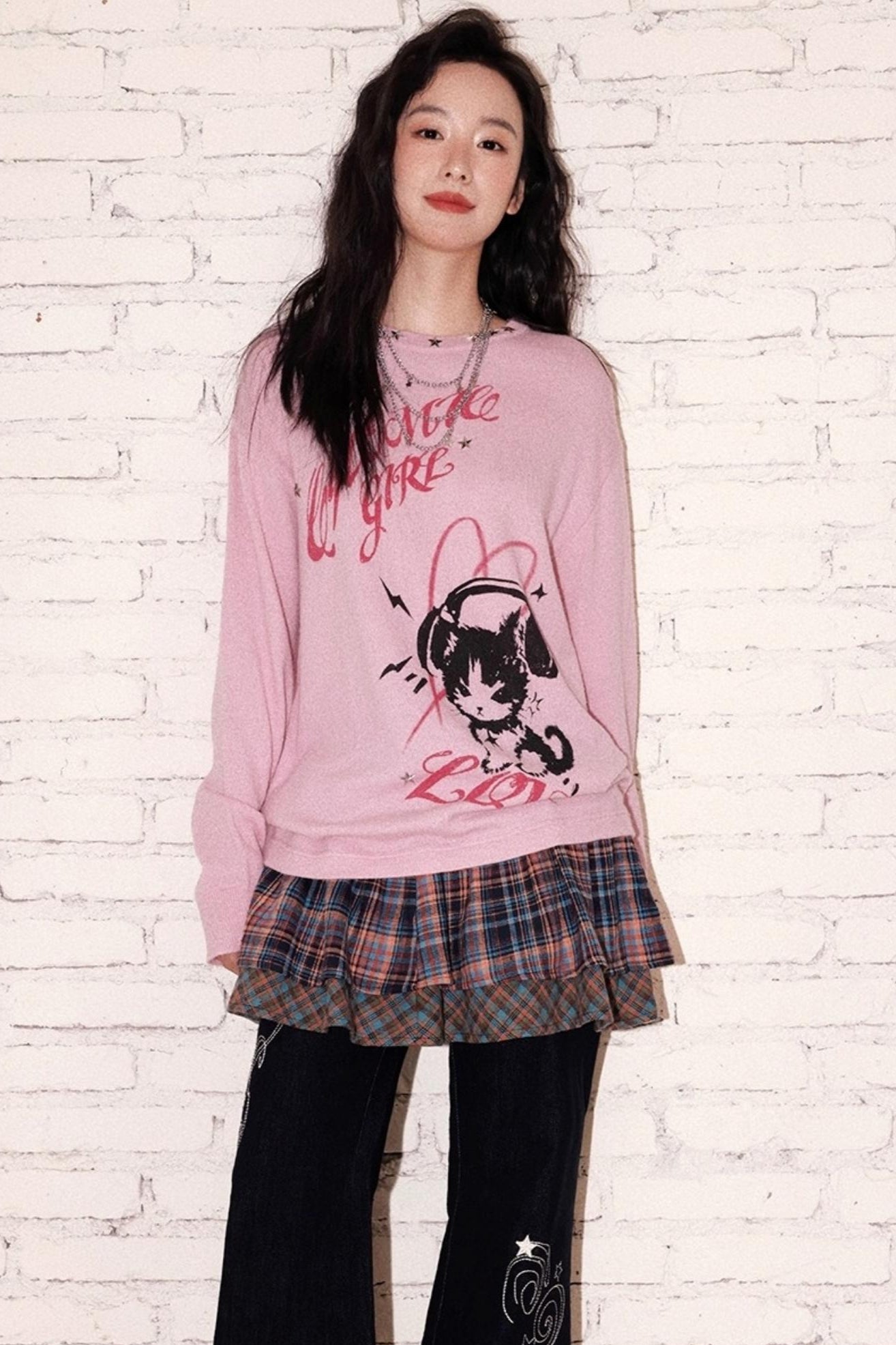 Kitten Note Knitted Sweater