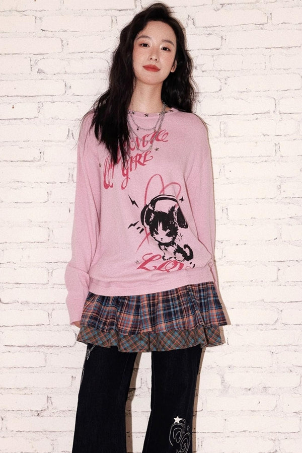 Kitten Note Knitted Sweater