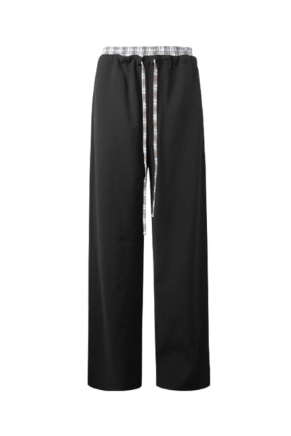 Contrast Check Pattern Wide Pants