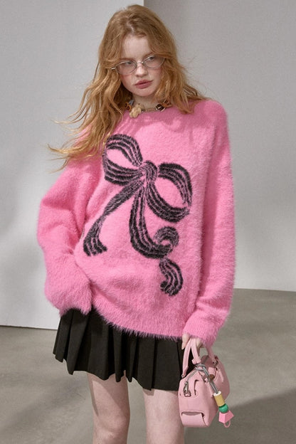 Striped Bow Knit Sweater