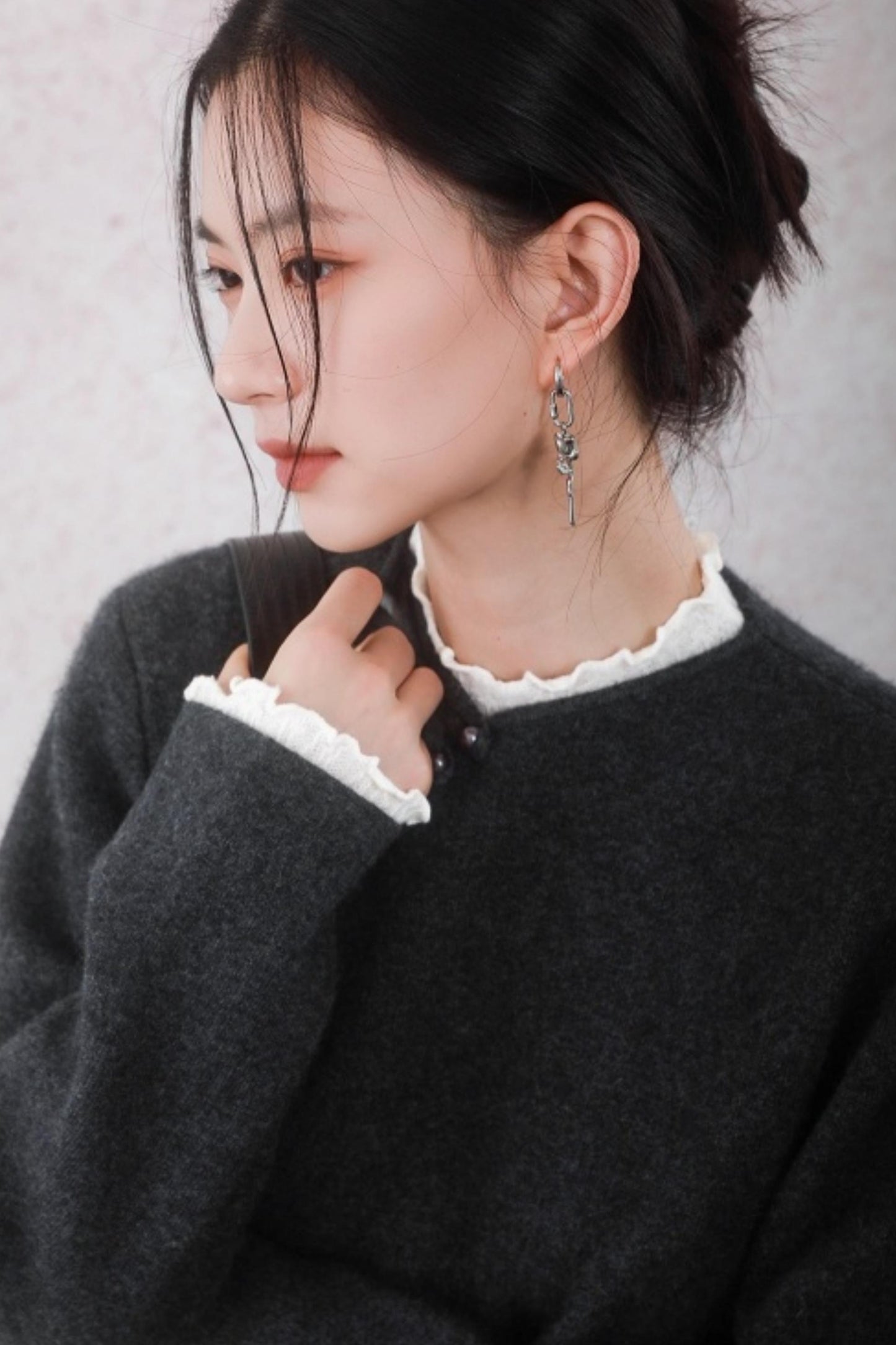 Stone Gray Rabbit Fur Top