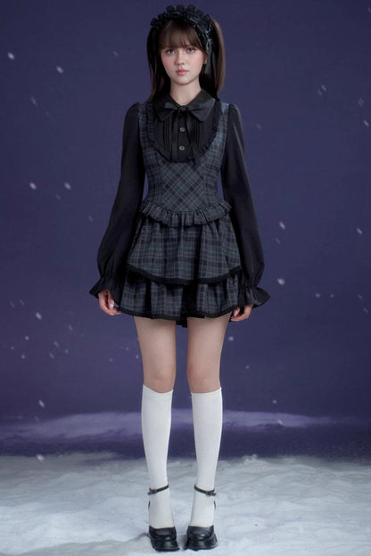 Kariertes Lolita-Winterkleid