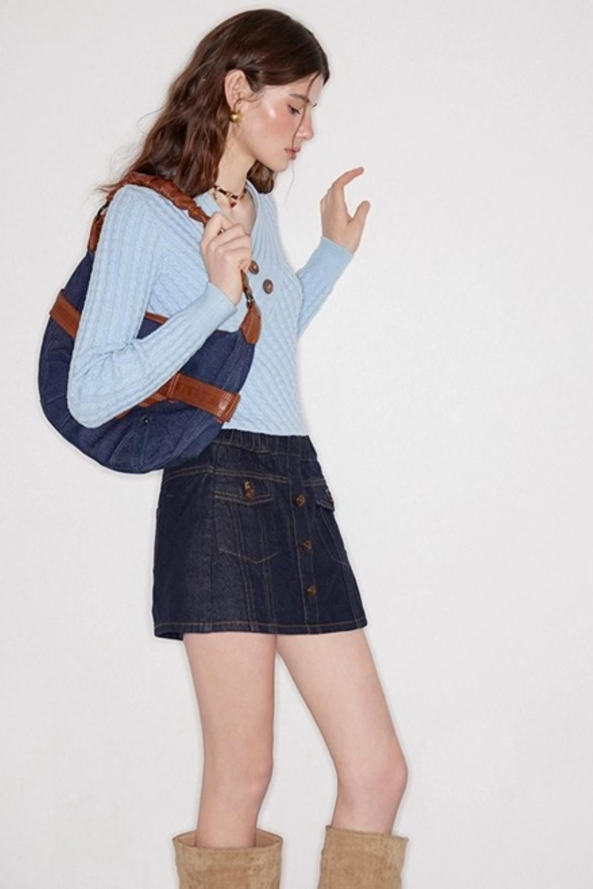 Blue Detachable Denim Jacket Set-Up