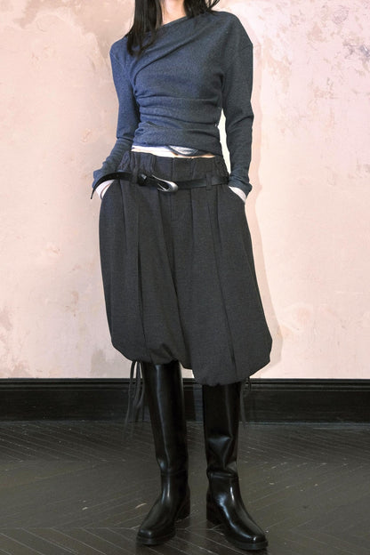 Three-Dimensional Wool Drawstring Pants