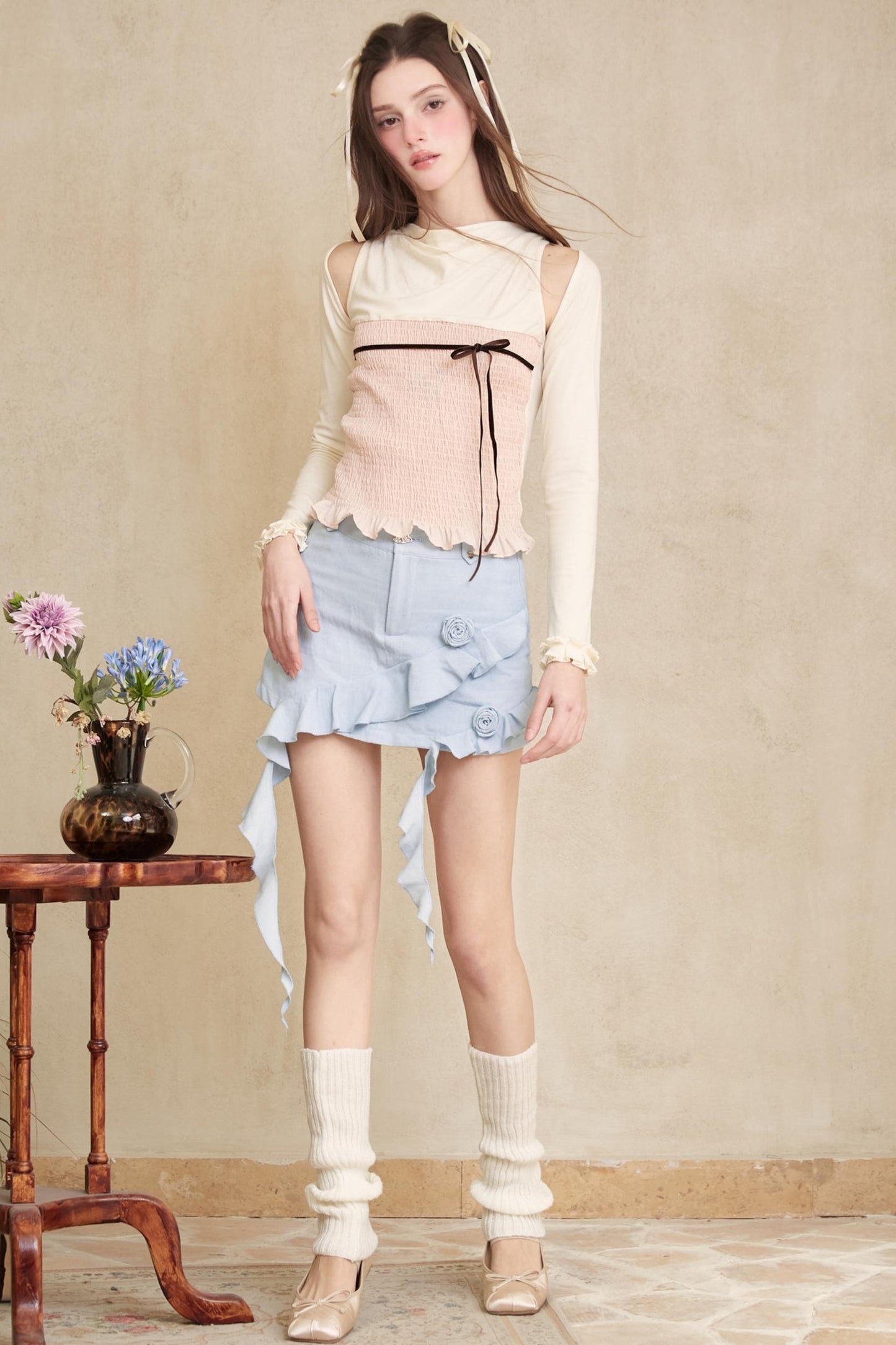 Stylish Apricot Ballet Top Set