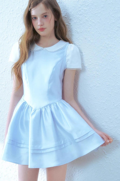 Satin Blue College Dress